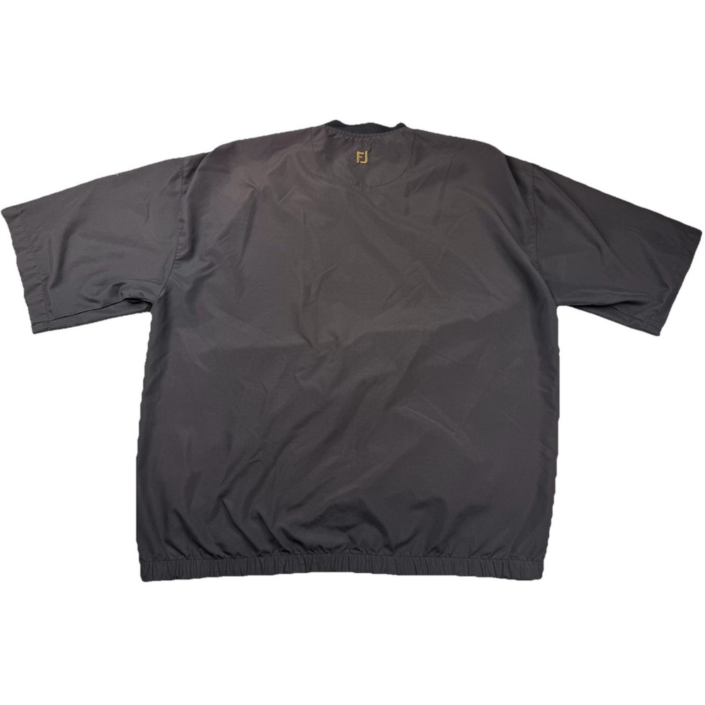 Vintage FJ Footjoy Golf Rain Wind Shirt V Neck Jacket Mens Sz L Black Pockets - Picture 8 of 12